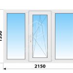 Остекление балконов в Москве с отделкой. Трехстворчатое пластиковое окно 2150x1550 Г-ПО-Г